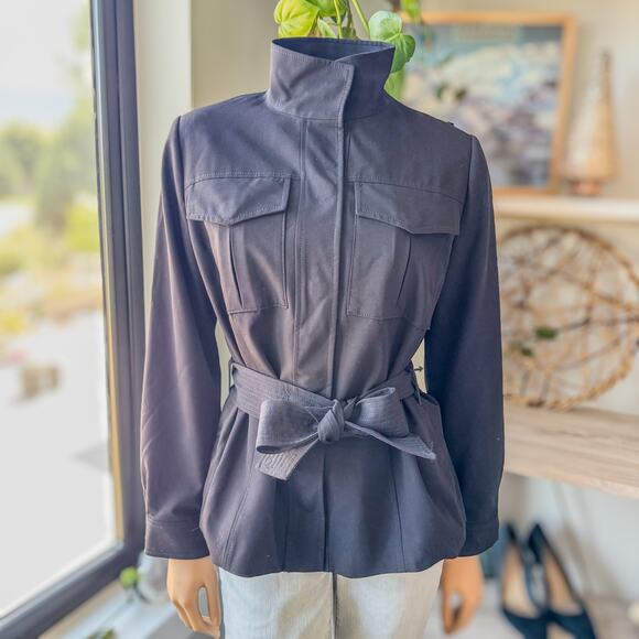 White House Black Market, Belted Safari Jacket in Black, Women’s Size Medium - Picture 3 of 11